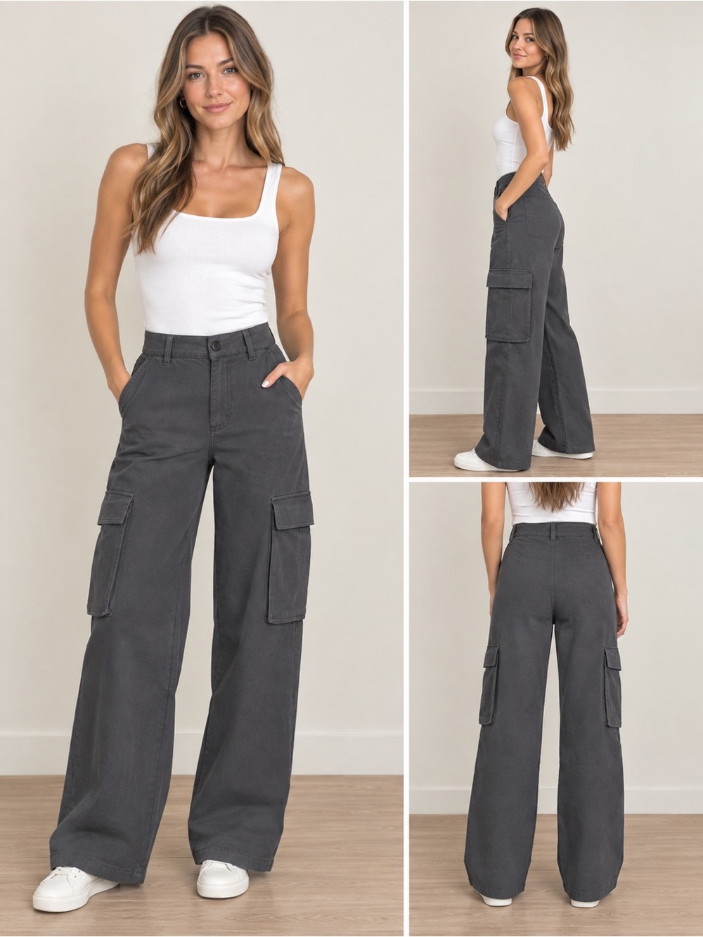 Aritzia Wilfred High-Rise Wide Leg Cargo trousers - Charcoal size 2